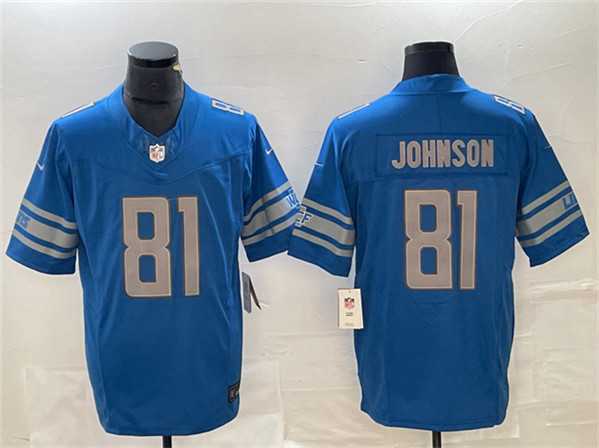 Mens Detroit Lions #81 Calvin Johnson Blue 2023 F.U.S.E. Vapor Untouchable Limited Jersey->->